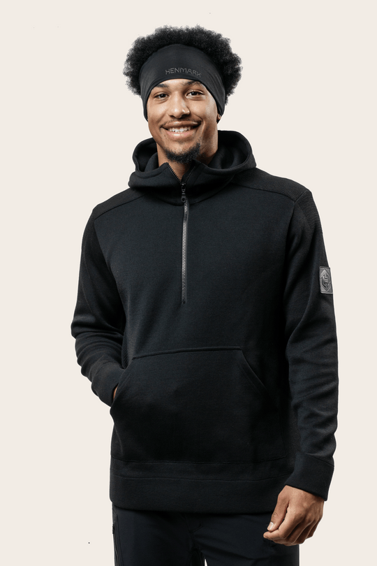 Henmark Sweaters & Hoodies U MERINO HALF ZIP HOODIE Black 2XS